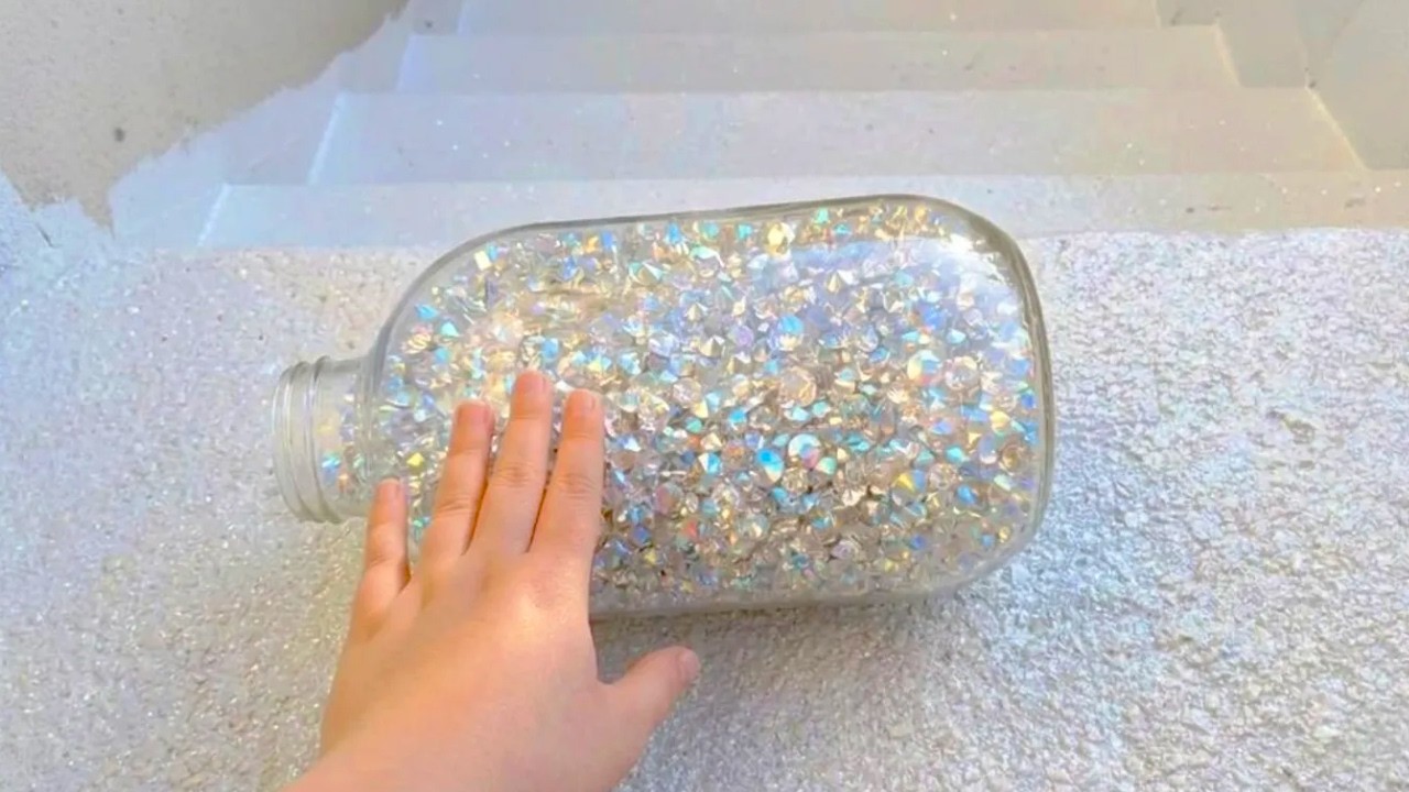 🔥 Giant Crystal Bottle Crushing on Stairs | Super Satisfying ASMR Crunch & Sparkle ✨⚠️