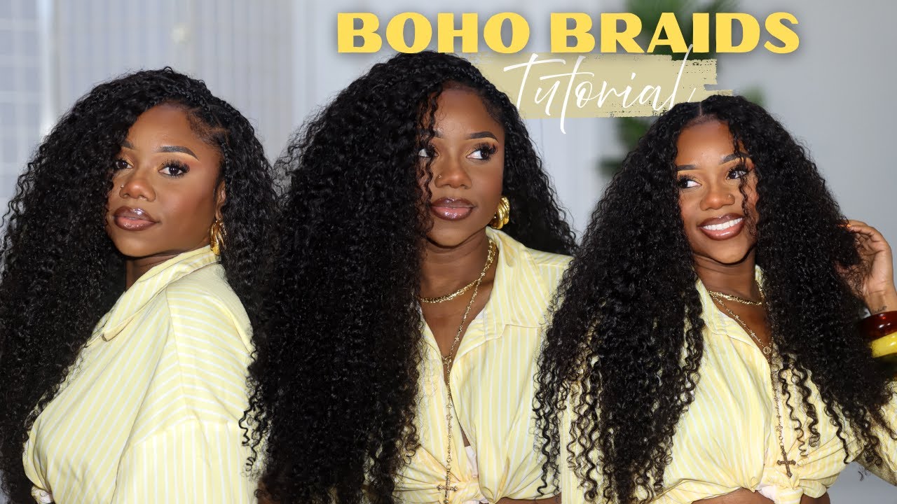 THE MOST FULL BOHO BRAIDS EVER! | WITH CURLY HUMAN HAIR | Protective Style | Wowafrican | Chev B
