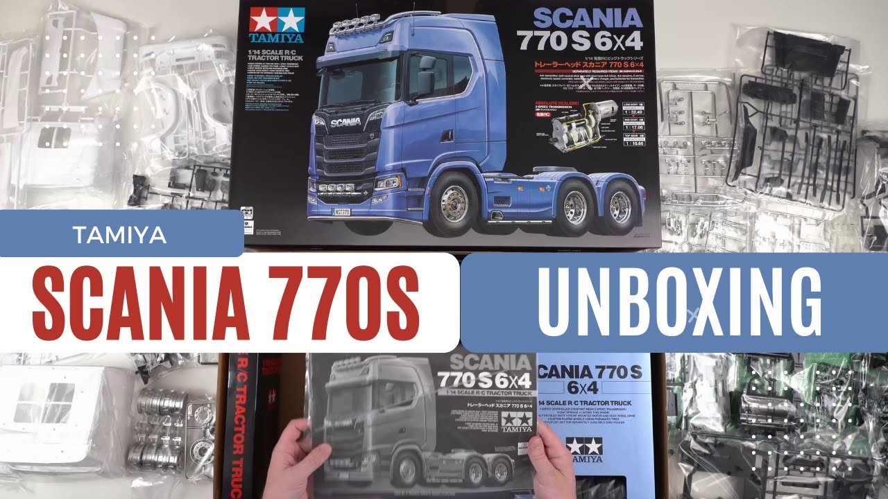 UNBOXING - Tamiya SCANIA 770 S V8 (56368) & CAB size comparison with AROCS 3363 - 4K