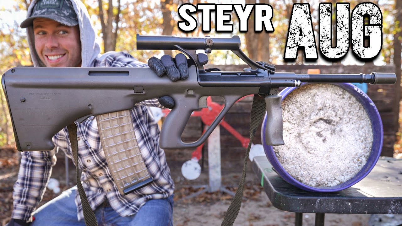 The POWER Of The Steyr AUG A1!! (vs 100lbs of CONCRETE)