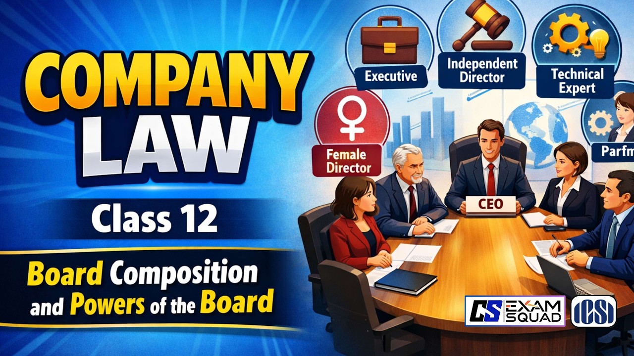 Company Law Class 12 | Board Compositions and its Powers| Free Batch for 2026 Exams