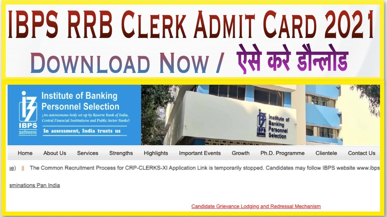 IBPS RRB Clerk Admit Card 2021