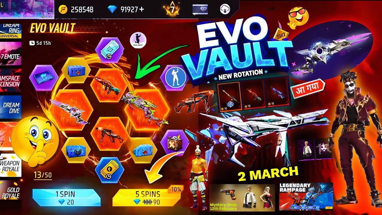 Next Evo Vault Event Free Fire🔥🤯2026 *100% CONFIRM*| 2 March Month Evo Vault Event M1887 Gun Skin