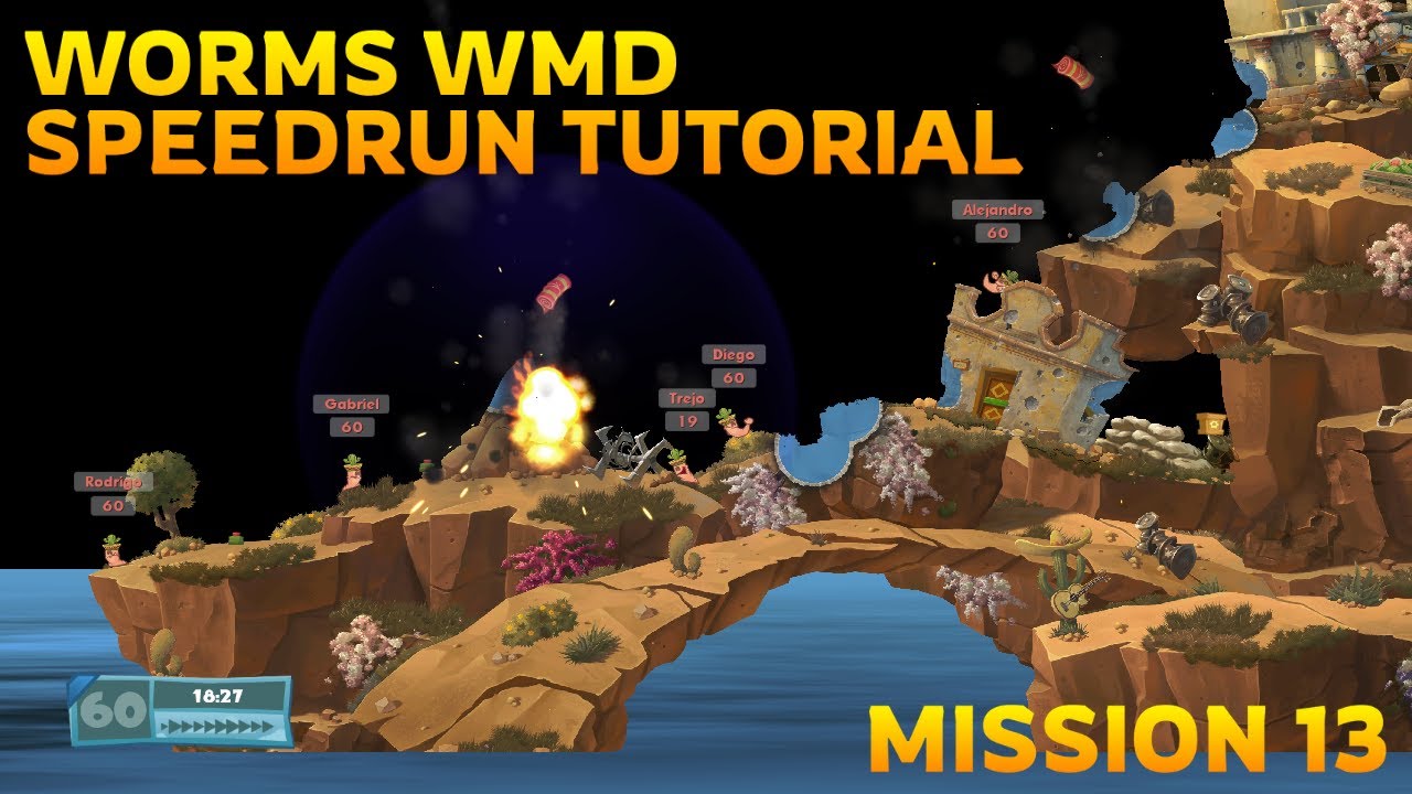 Worms WMD - Mission 13 (Juan Shot, Juan Kill) Speedrun Tutorial
