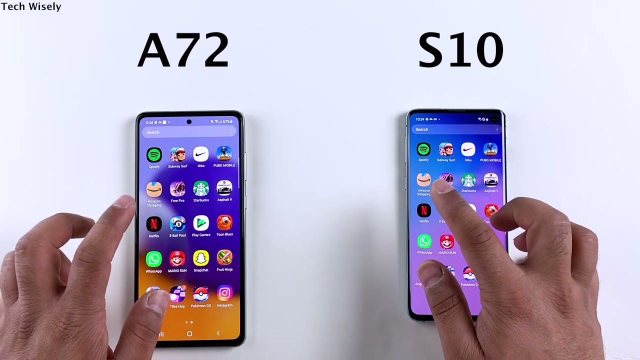 SAMSUNG A72 vs S10 Speed Test