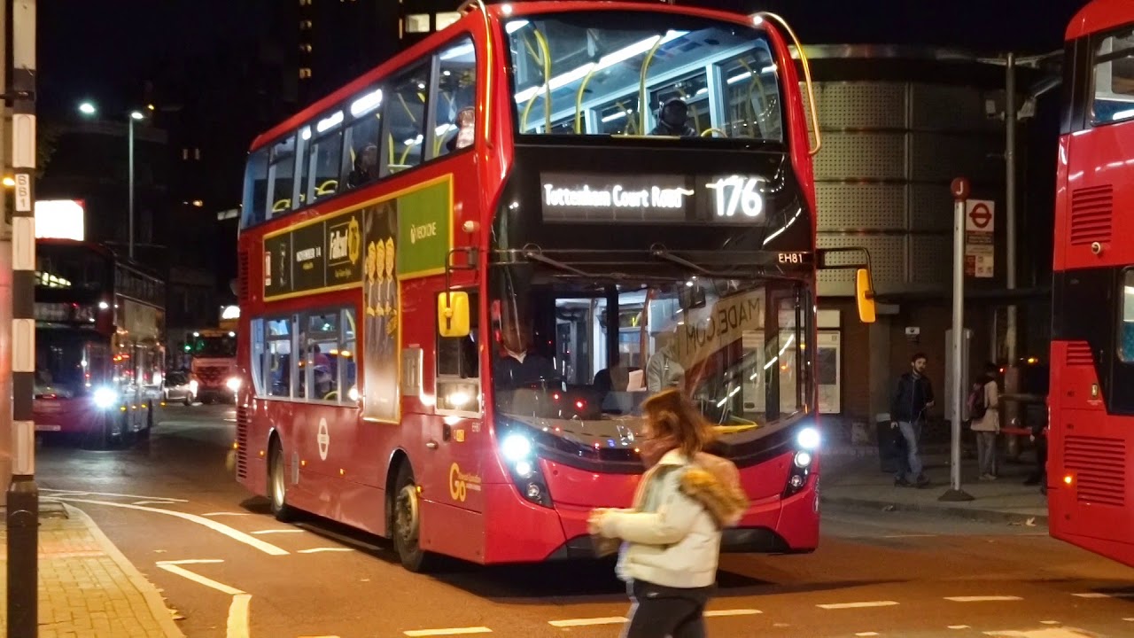 Londons Buses after dark at Waterloo 8th November 2018