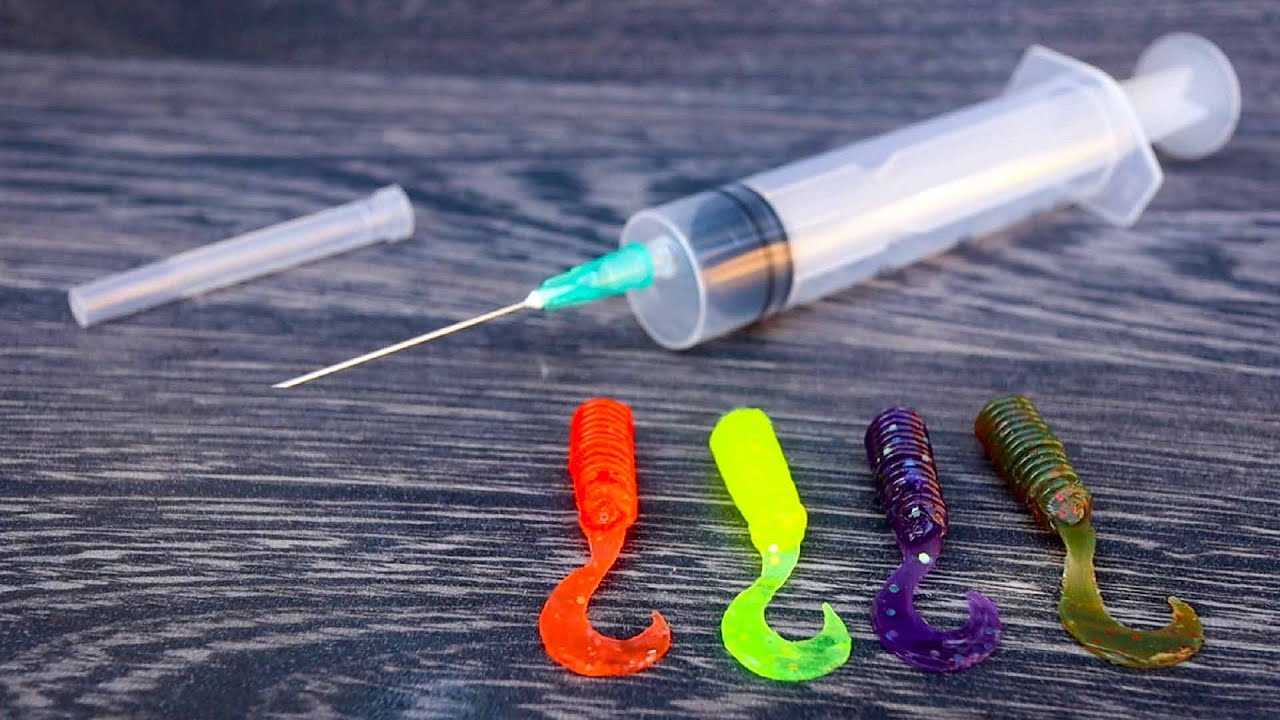 Making silicone lures using a medical syringe | fishing hacks