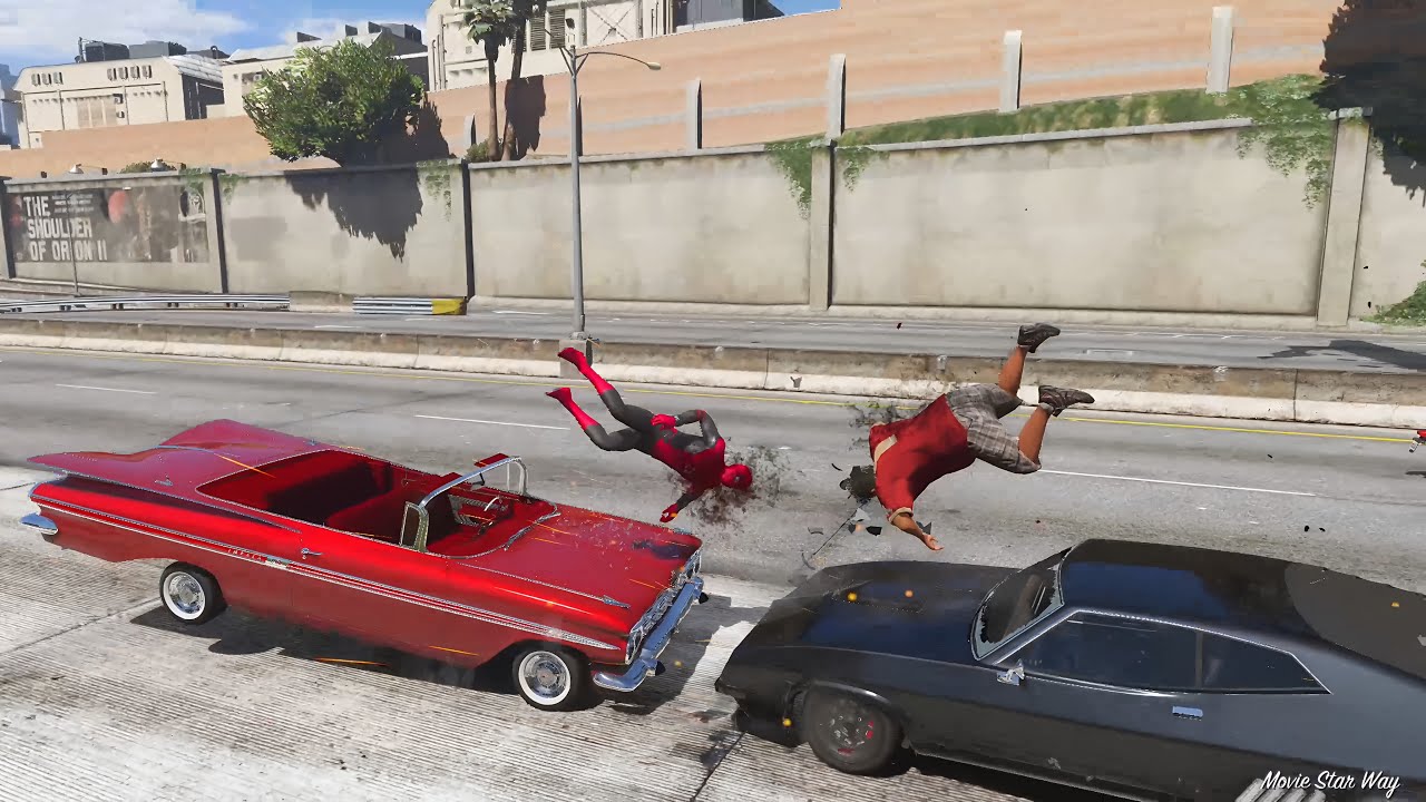 GTA 5 Real Car Crashing by Spider man