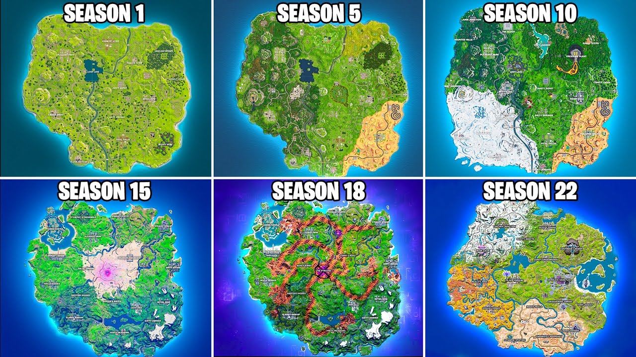 Evolution of Fortnite Map  (Chapter 1 Season 1 - Chapter 3 Season 4)