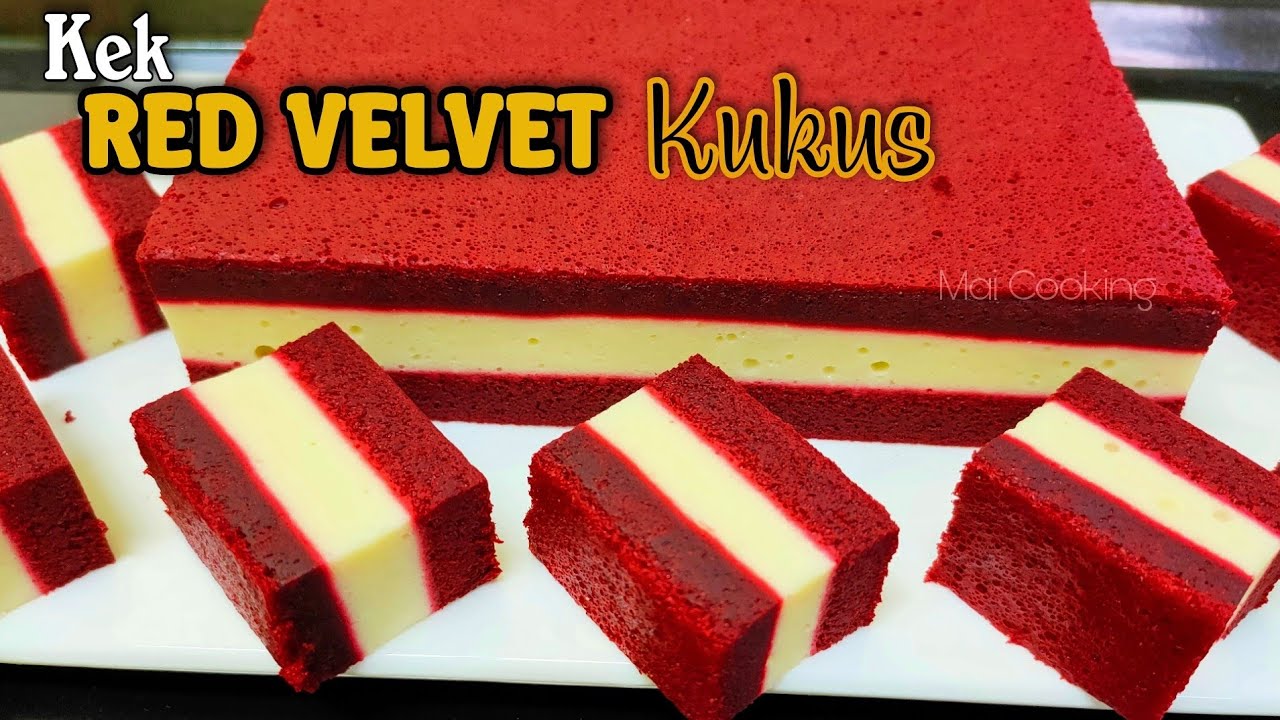Kek Red Velvet Cheese Kukus. Red Velvet Steamed Cake ♥️
