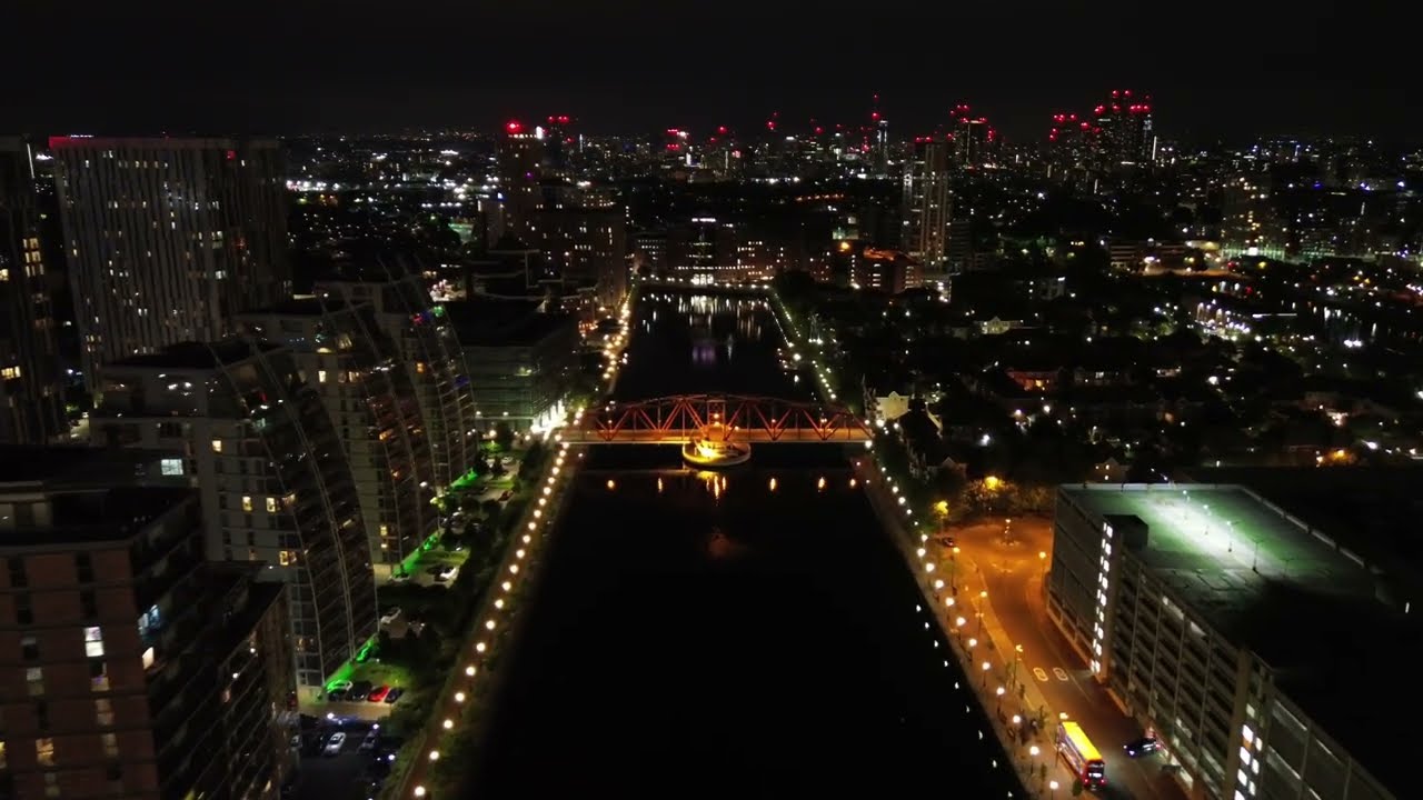 Salford Quays at Night | Media City | Manchester | DJI Mini 3 Cinematic Drone footage (4K)