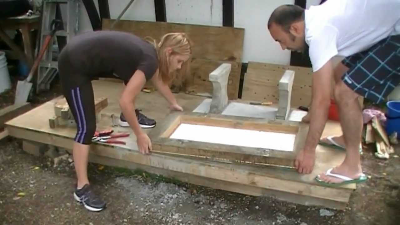 Making a concrete seat. part 4: Casting