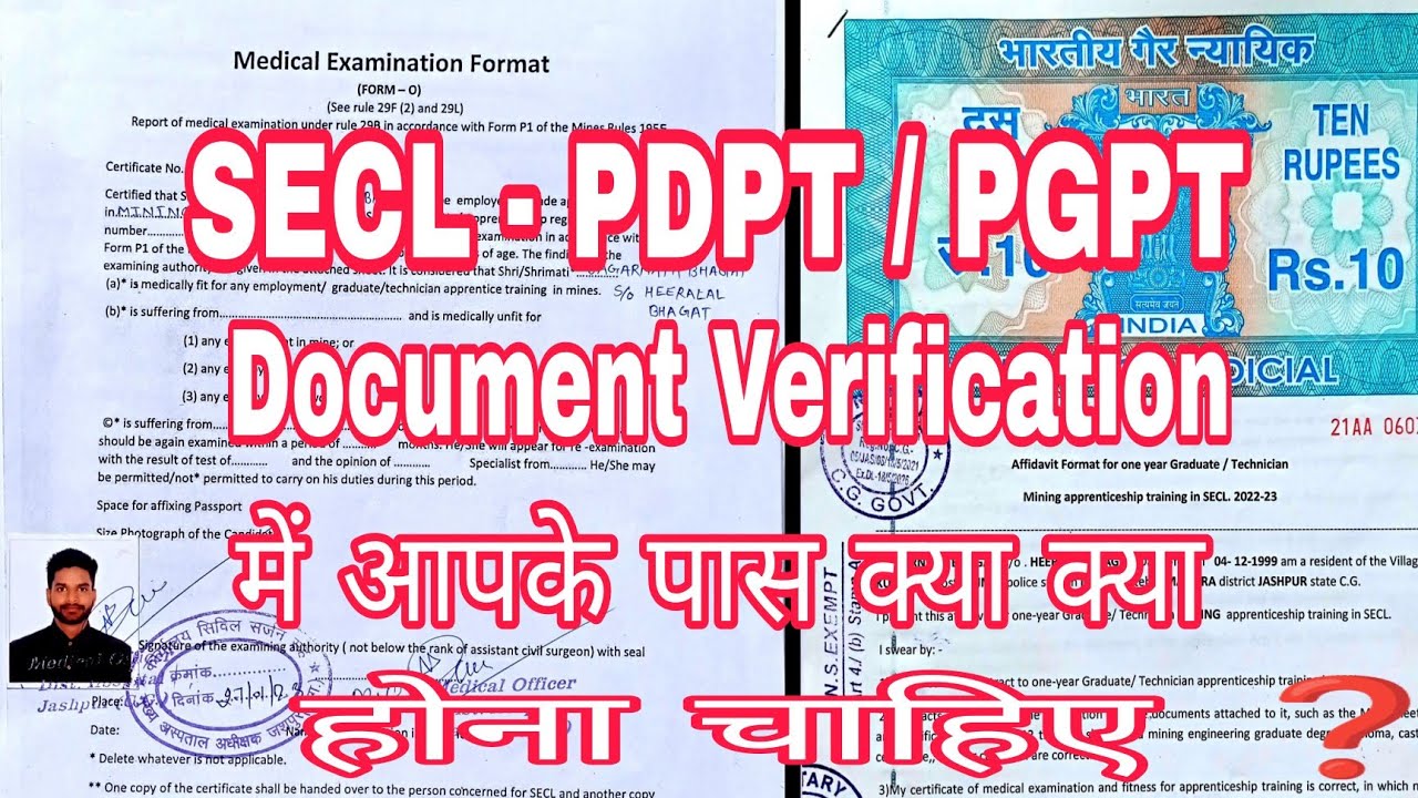 SECL  PDPT /# PGPT/APPRENTICE @DOCUMENT VERIFICATION #2022-23*