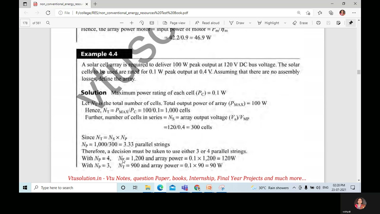 Problems on solar cells
