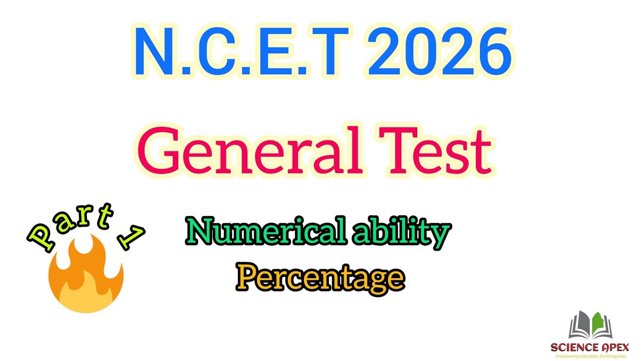 NCET 2026 #General Test | Numerical Ability Part 1– Percentage Tricks Concept + Questions #ncet