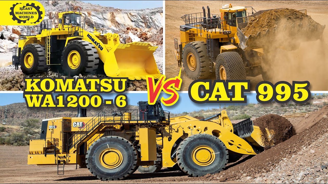 Komatsu WA1200-6 vs Cat 995 - Which Giant Rules the Quarry? | Heavy Loader Showdown