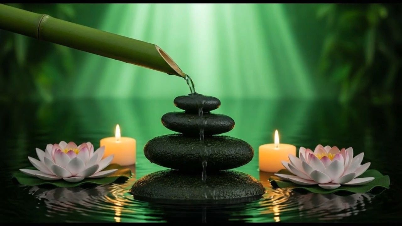 Bamboo Water Fountain, Relaxing Music, Meditation Music - Relaxing Piano Music & Water Sound |
