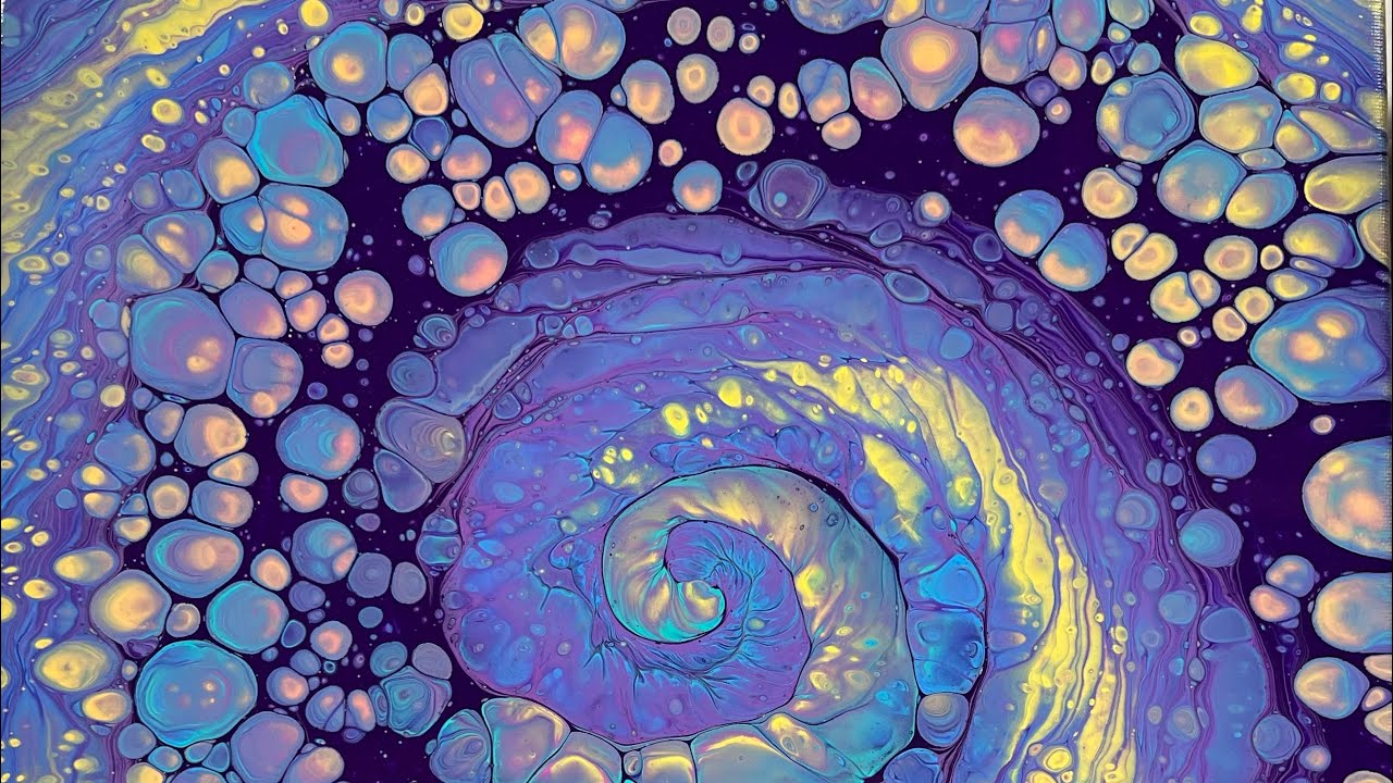 (570) Rainbow Spiral Straight Pour No Silicone - Acrylic Paint Pouring - Fluid Art