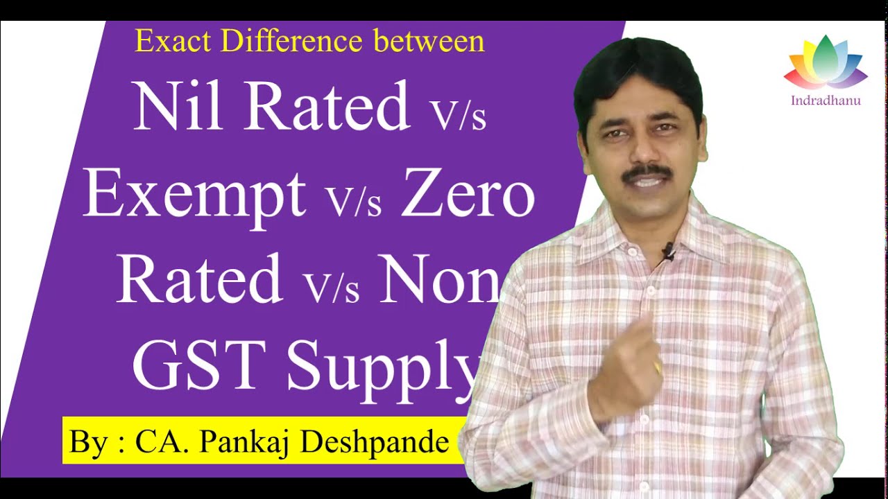 Nil Rated vs Exempt vs Zero Rated vs Non GST Supply.|| CA. pankaj Deshpande|| Indradhanu Academy ||