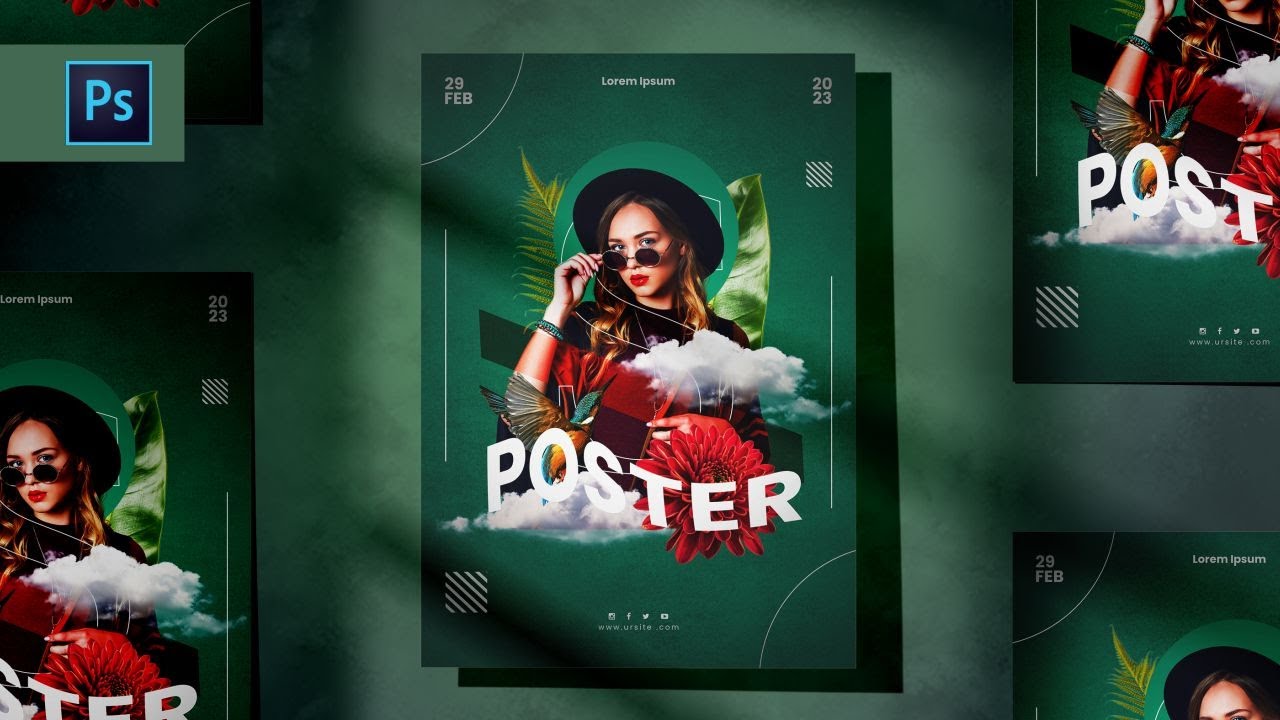 How to Create a Poster Design in Photoshop I Modern Poster I Photoshop Tutorial I Free PSD File