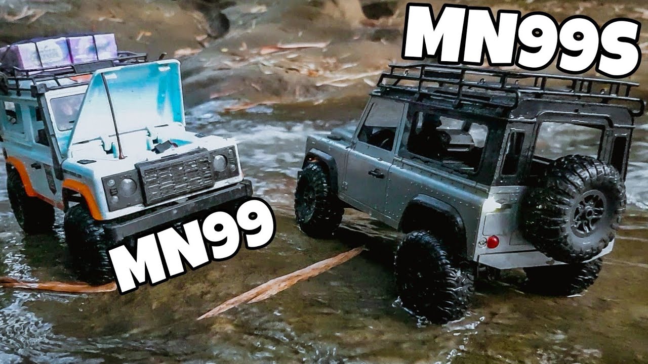 RC Land Rover Defender MN99 and MN99S - Water & Rock Course Driving