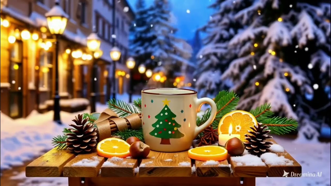 Cozy Winter Café Ambience ❄️☕ Soft Snowfall & Warm Candlelight