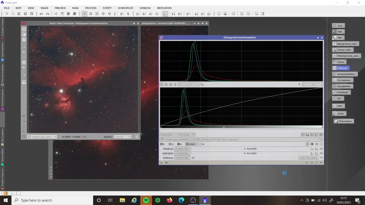 Processing horse head nebula in Pixinsight.