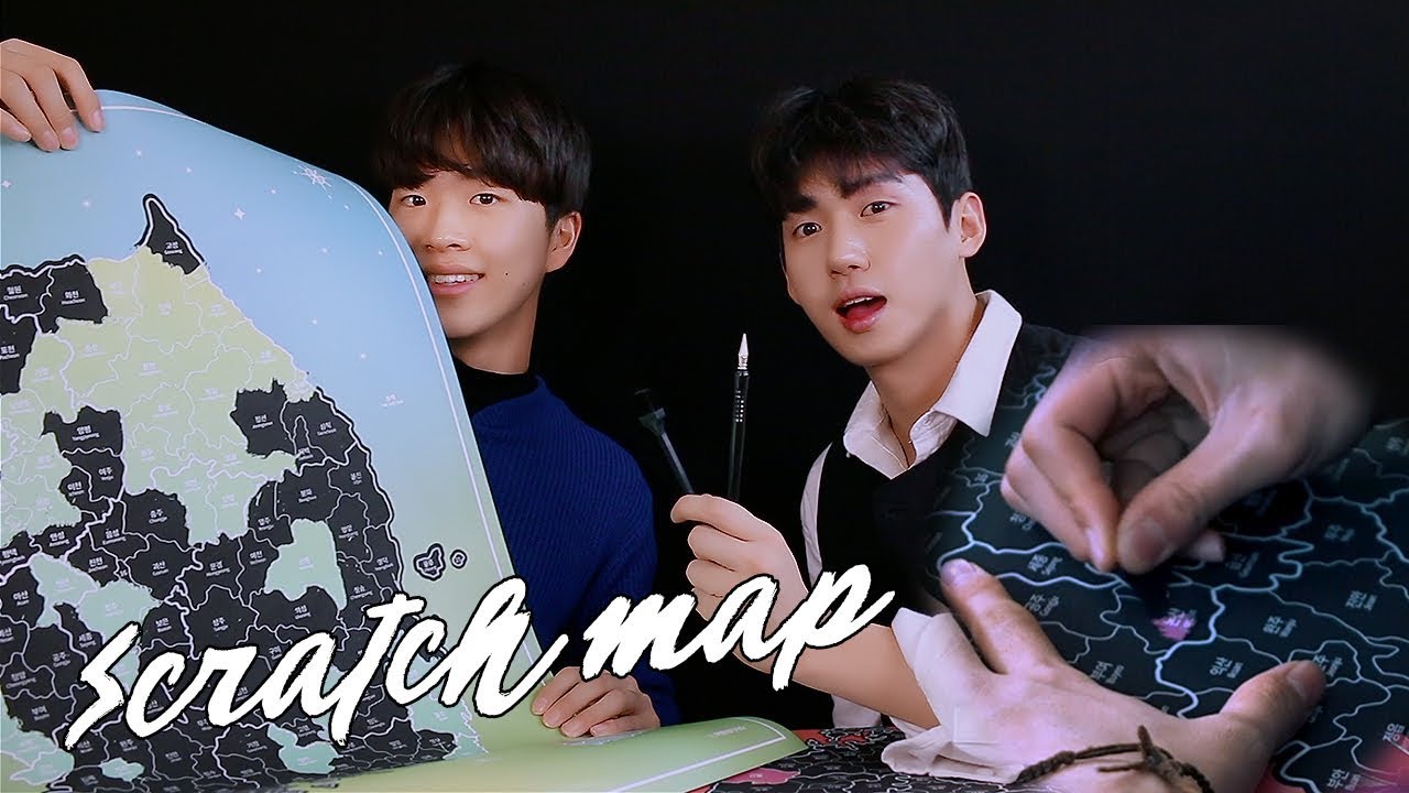 Scratching a map (pen, brush) | Veiled ASMR