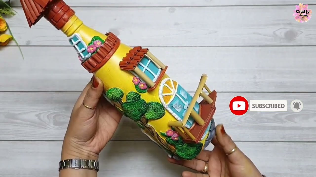 5 amazing idea to make bottle house | bottle art | fairy house making idea at home | Crafty hands