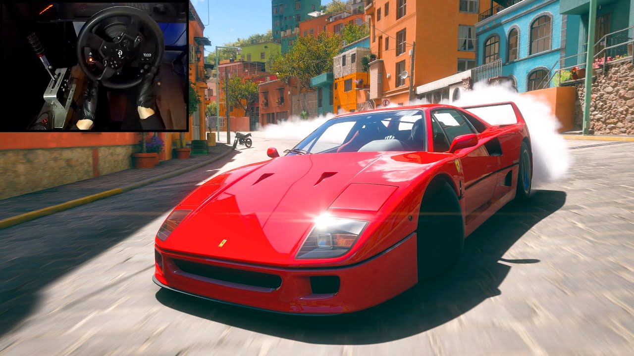Ferrari F40 (GYMKHANA DRIFTING) - Forza Horizon 5 | Steering Wheel Gameplay