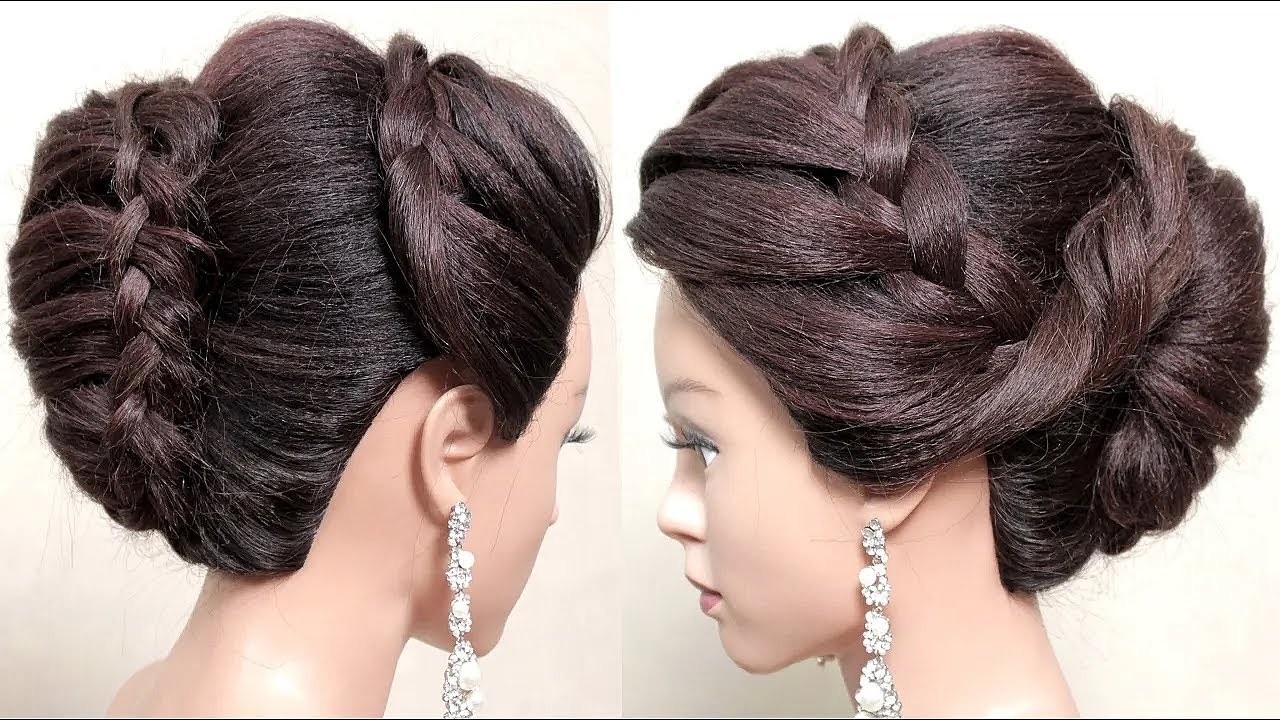 Прическа «Французская коса и пучок» | Нарядная прическа для длинных волос