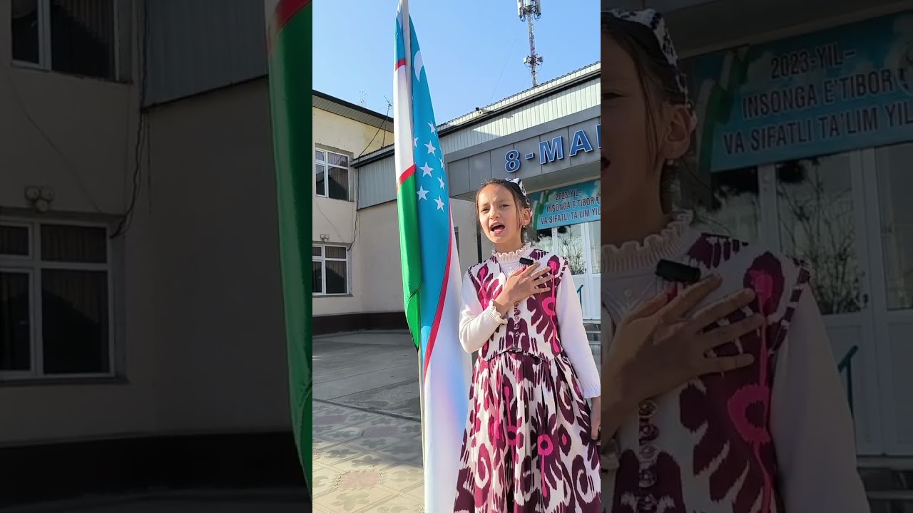 Maktab Bayroq tadbir. 1991 yil 18 noyabr Davlat bayrogʻini qabul qilingan kuni