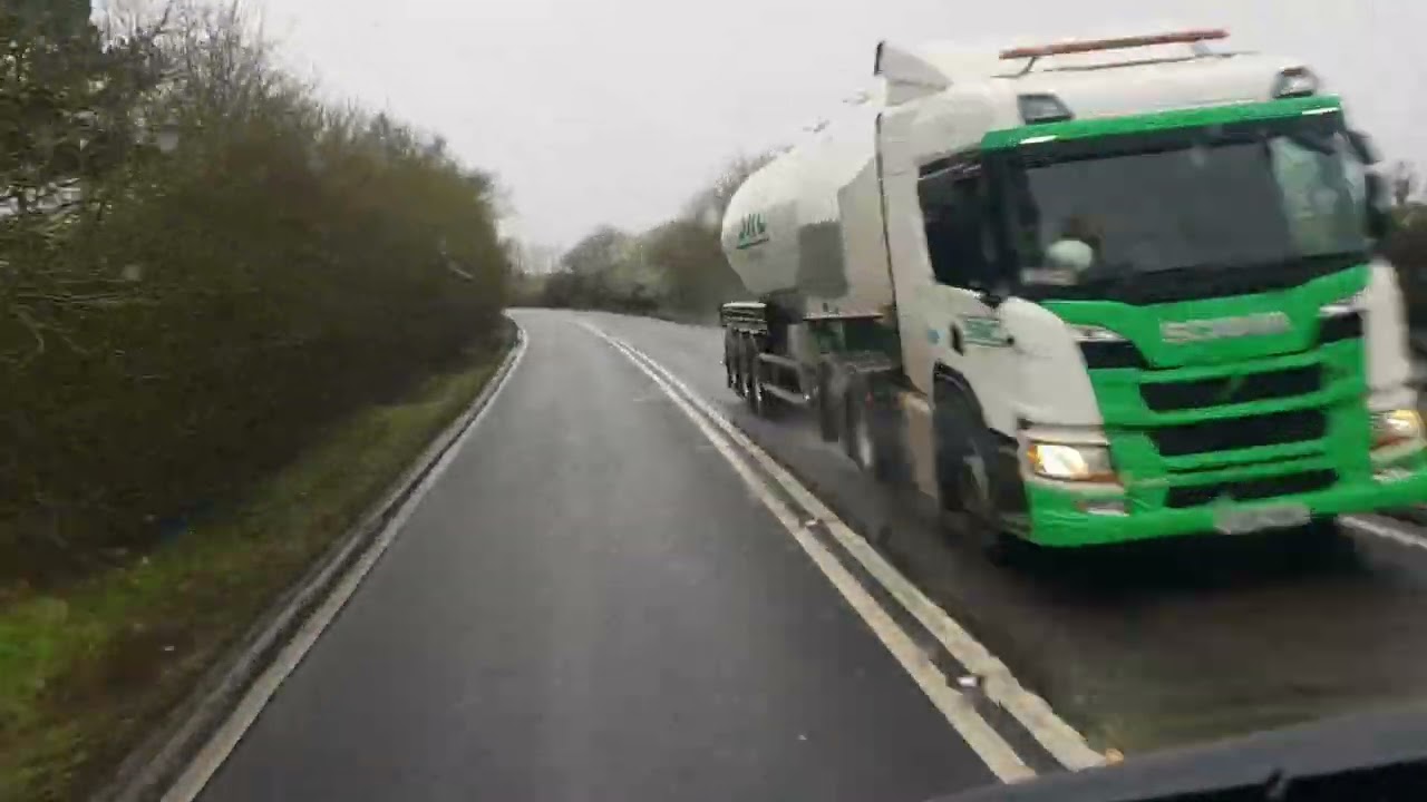 Road trip Rainy Harwich, (England) on a working day.