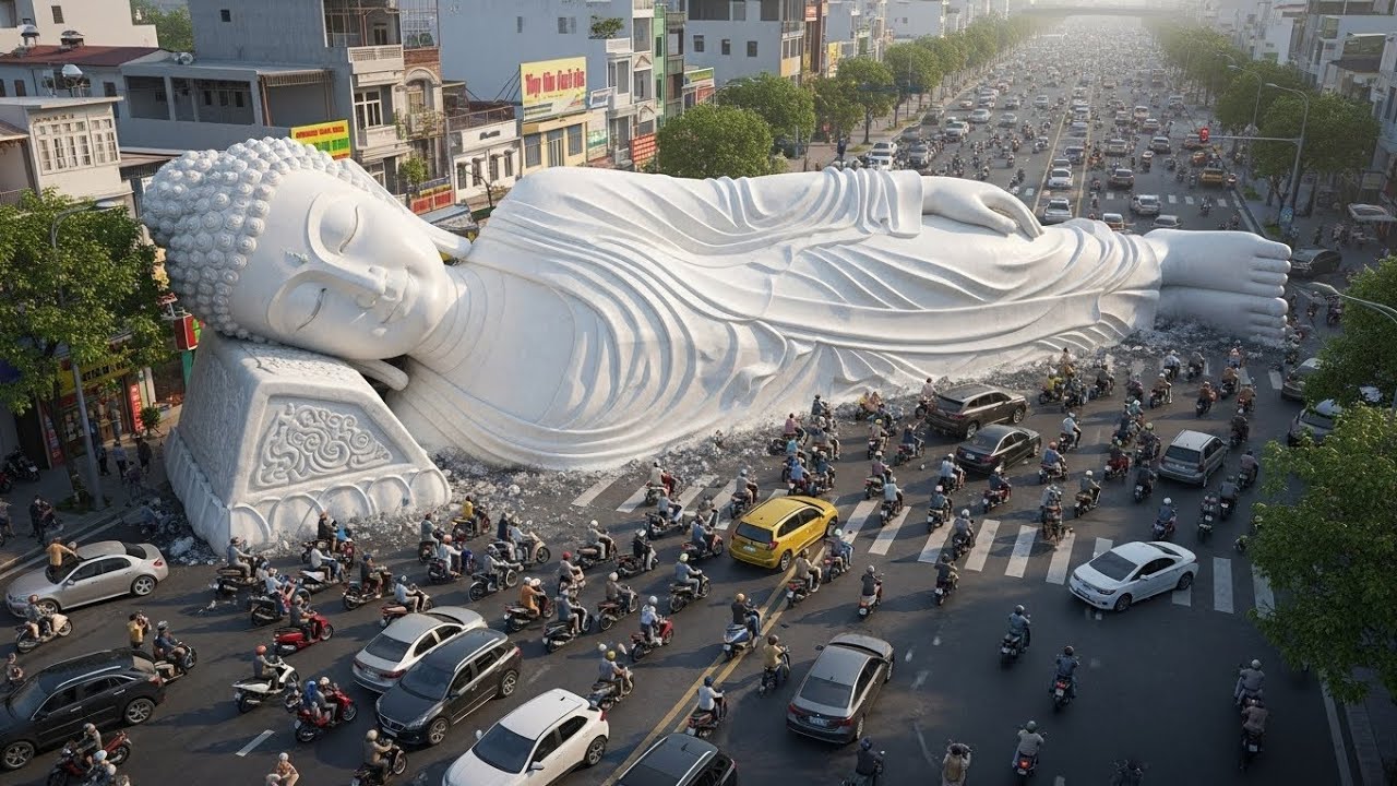 Tượng Quan Âm Bất Ngờ Đồ Ngã Nằm Chắn Giữa Đường Giờ Cao Điểm – Bí Ân Lời Cảnh Báo Từ 3 Năm Trước...