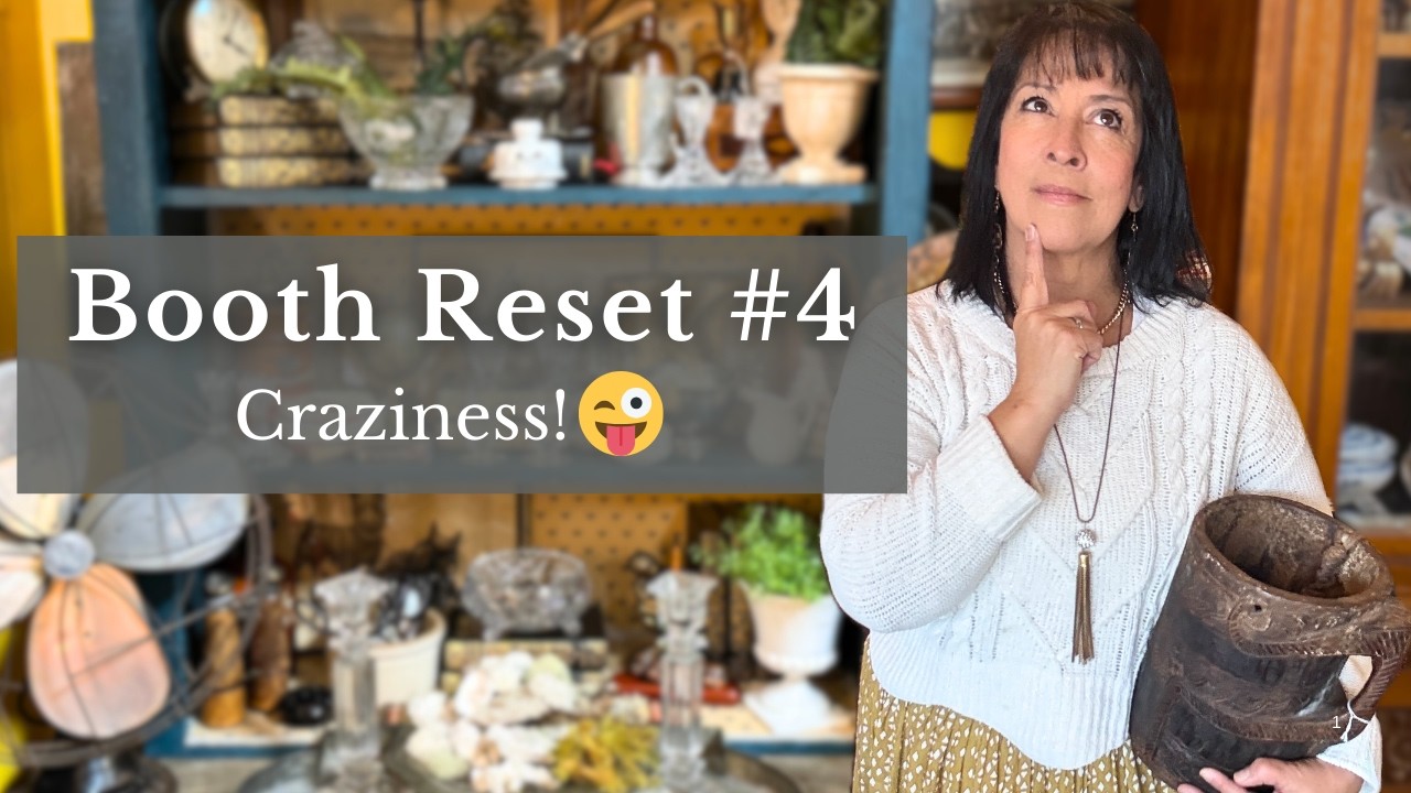 My 4th Antique Booth Reset&hellip; Why Am I Like This? (+ DIY Bookshelf)