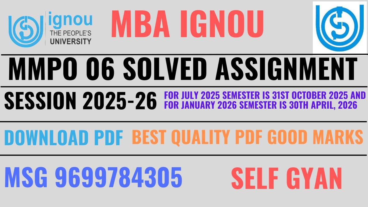 MMPO 06 solved assignment 2025 - 26 IGNOU MBA download SELF GYAN