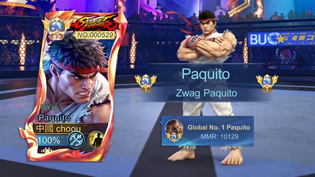 FINALLY!! GLOBAL 1 PAQUITO USED NEW SKIN STREET FIGHTER PAQUITO (IS IT WORTH IT?) - MLBB