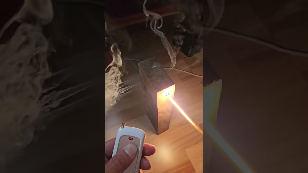 500 Watt laser gun, remote control to break through stakes #DIY #laser #lasercannon #laserburner