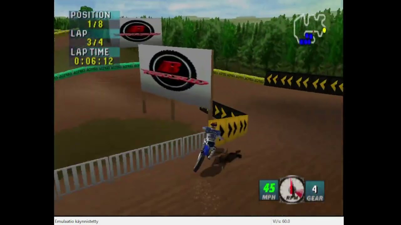 N64, NTSC, Emulated, Jeremy McGrath Supercross 2000, Red Bud, Race, 125cc, 3:36.78