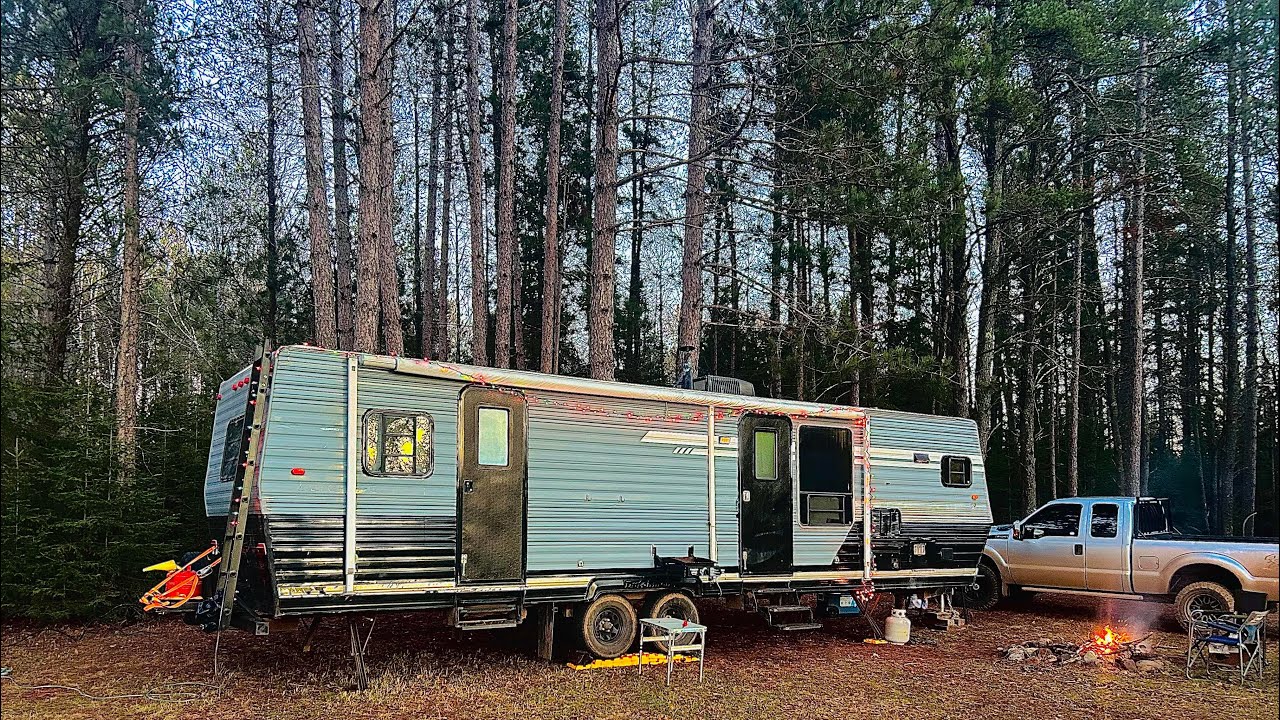 Camper Christmas. Deer hunting scouting. Grouse Hunting. Camper cooking
