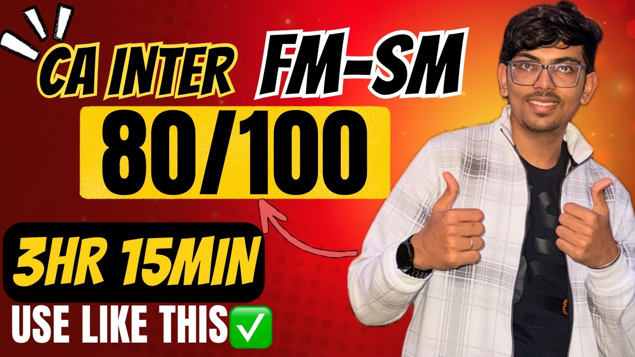 CA INTER | FM-SM | Last Moment Tips Before Exam💯 | How To Score 90+ In FM-SM | CAwithVaibhav