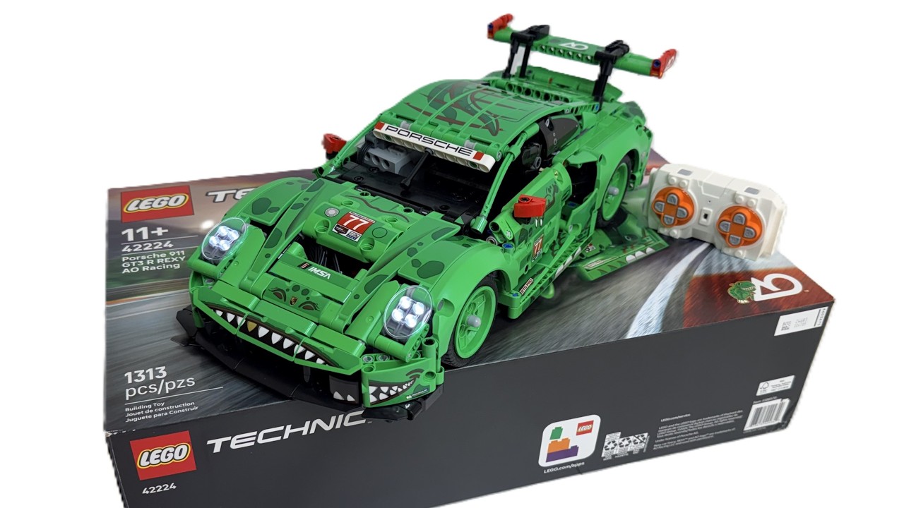 How to Build Motorize Light up LEGO Technic 42224 Porsche 911 GT3 R REXY Racing Car MOC RC MOD (4K)