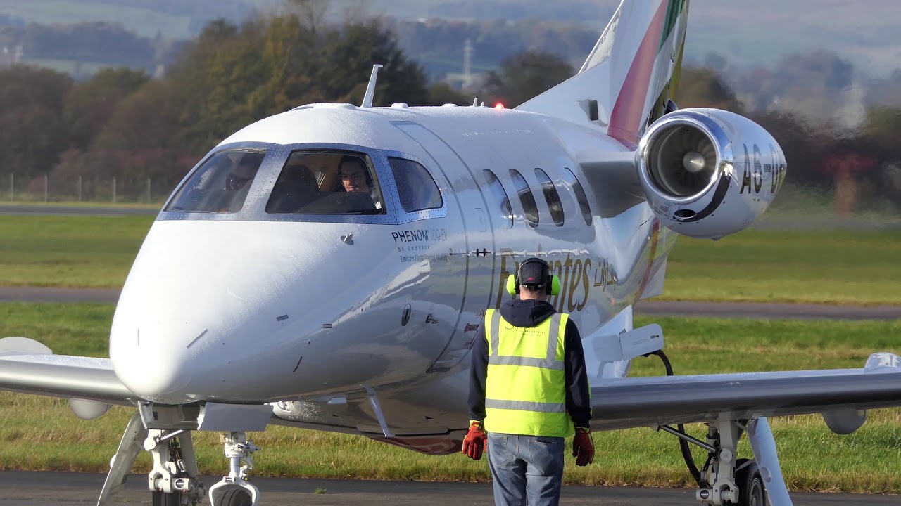 Emirates Phenom 100 EV - A6-DWC - Glasgow Airport [4K/UHD]