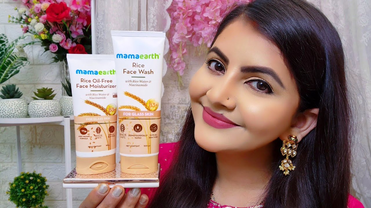 MamaEarth's Rice Water Facwash & Oil free moisturizer for glass skin | skincare routine | RARA
