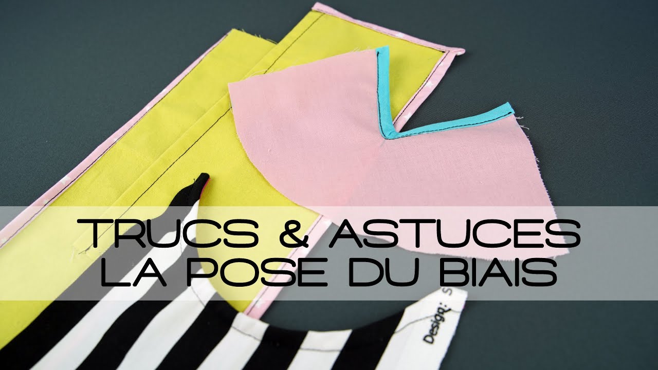 TUTO SAVOIR POSER DU BIAIS invisible, raccorder, angle droit, col en V, encolure ronde (couture)