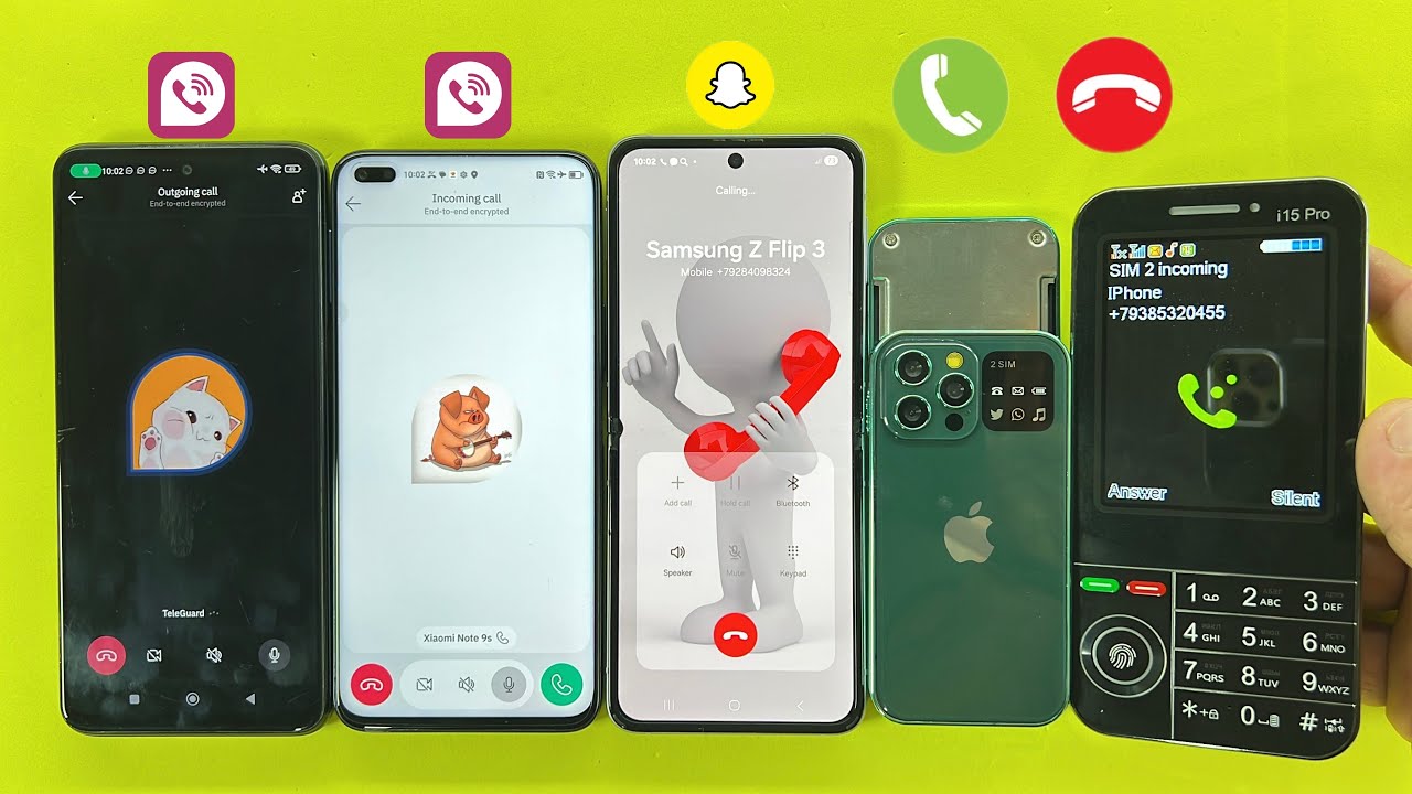 Samsung Z Flip3 Calling on i18pro Vs i15pro/Incoming & Outgoing Call Social Media TeleGuard,SnapChat