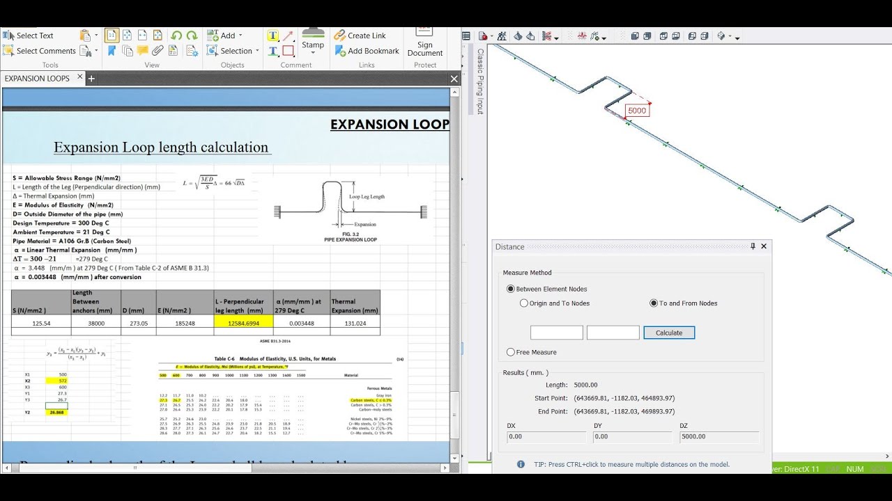 CAESAR-2 STRESS ANALYSIS OF PUMP LINES- PART-4 THERMAL DISPLACEMENT & EXPANSION LOOP CALCULATION