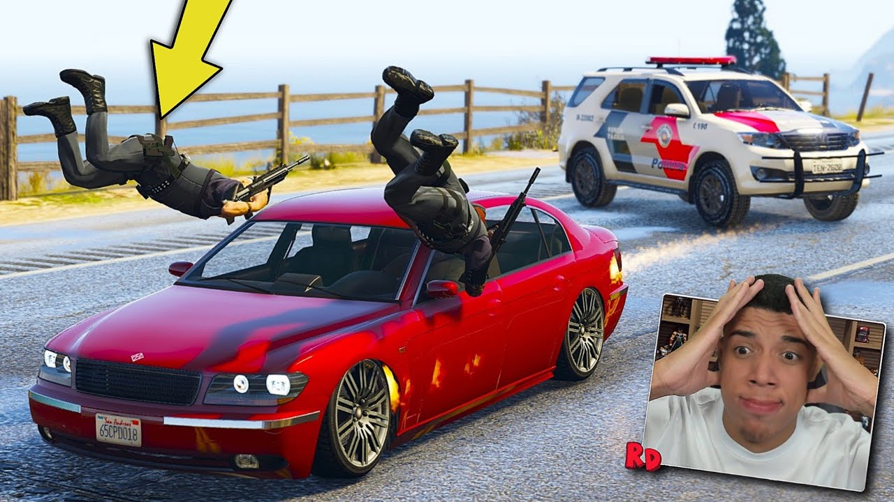 GTA V : MOD POLICIA - O BANDIDO ATROPELOU O ROCAM NA HORA DA FUGA! ( INSANO )