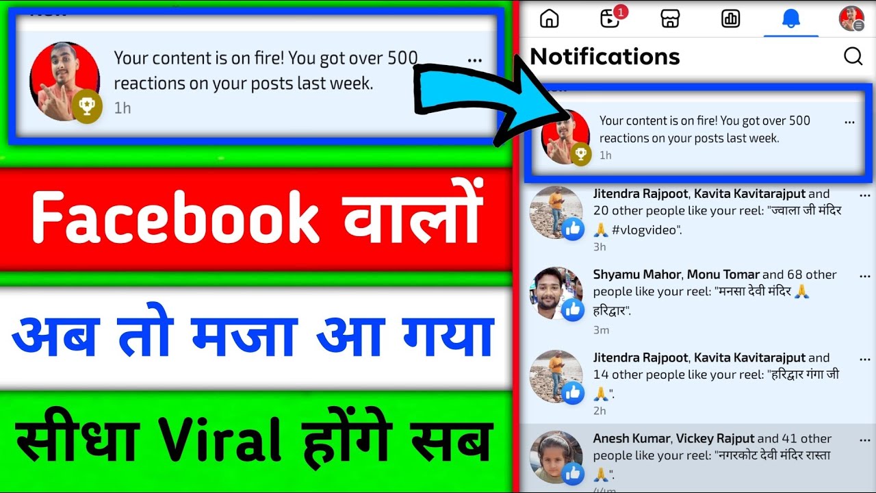 Your content is on fire you got over 500 reactions on your posts last week| Facebook Notification 💯