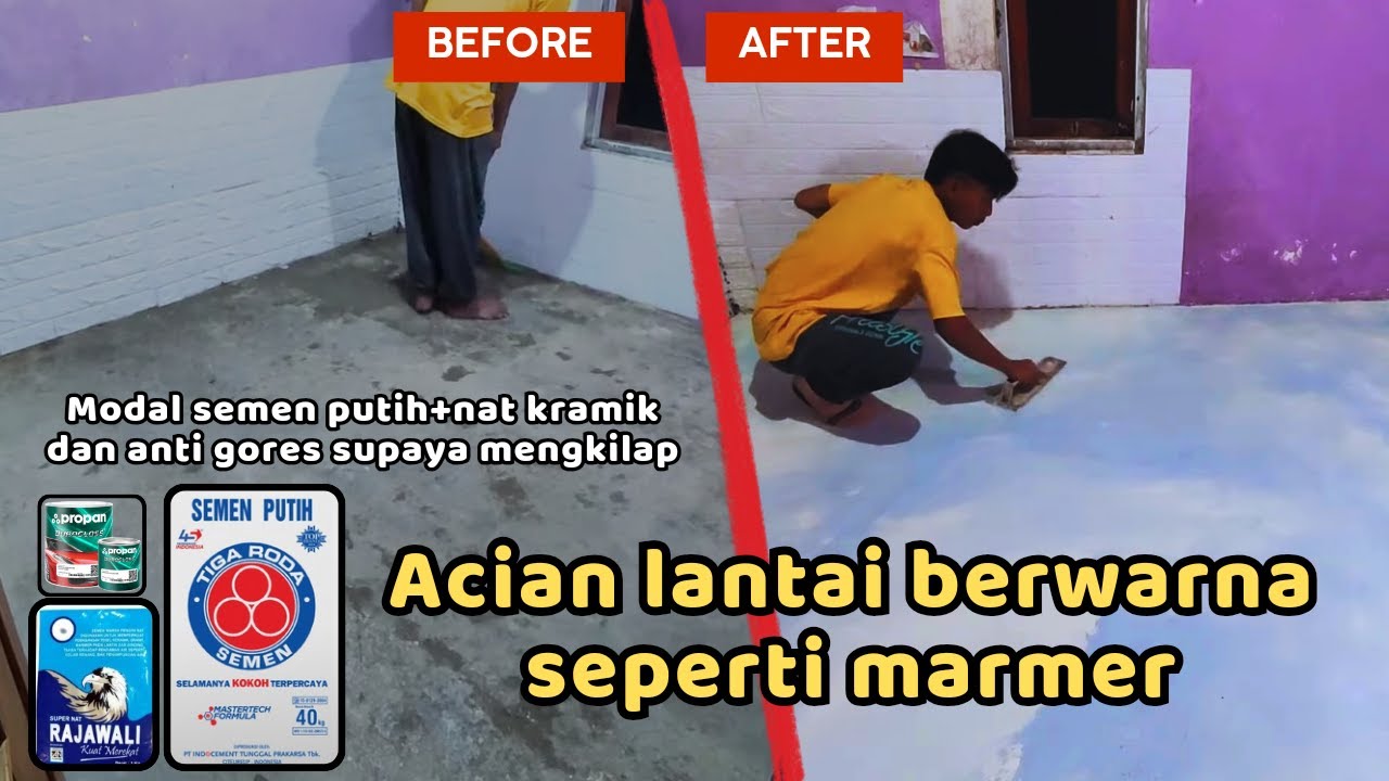 acian lantai berwarna bermotif seperti marmer #tutorial #idepertukangan